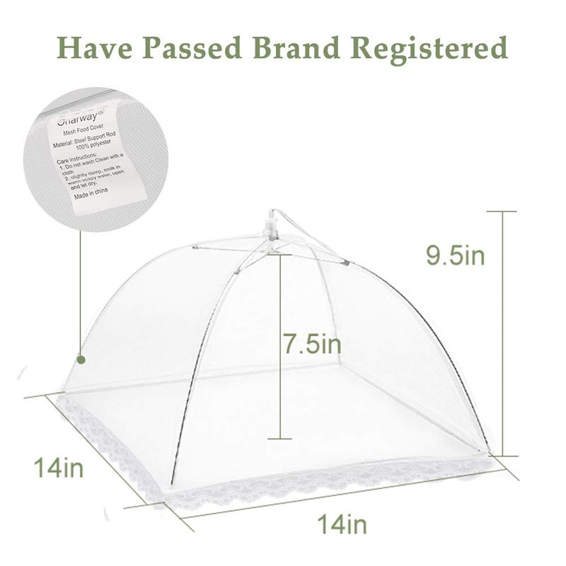 Onarway Food Covers for Outside Mesh: 3 Pack 14 Inch Pop Up Fine Fly Net for Fruit - Collapsible Screen Umbrella Food Tent for Outdoor Picnic Party BBQ - Image 3